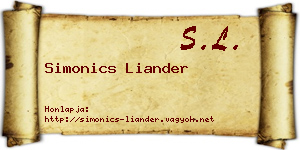 Simonics Liander névjegykártya